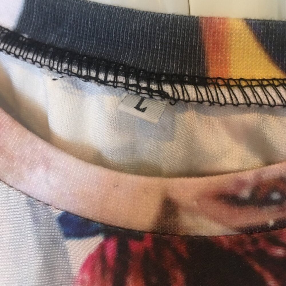 Vintage Justin Bieber Fan TShirt, Retro Poly Knit Covered in Color Photos, Sz. L - Picture 3 of 8